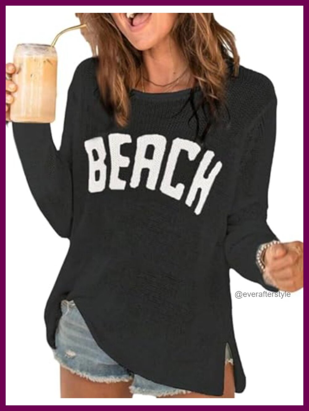 Crochet Beach Cover Up Letter Print Long Sleeve Semi-Sheer Swimsuit